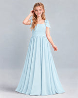 Baby Blue A-line Junior Bridesmaid Dress Front