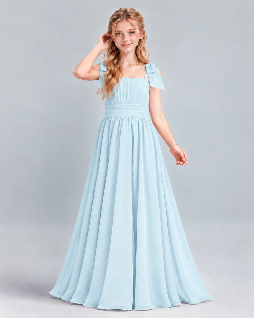 Baby Blue A-line Junior Bridesmaid Dress Front