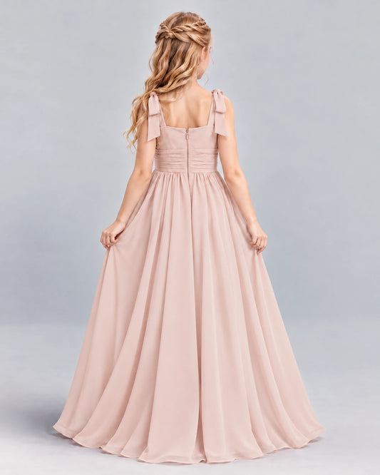 Blush Pink A-line Junior Bridesmaid Dress Back [Shared]