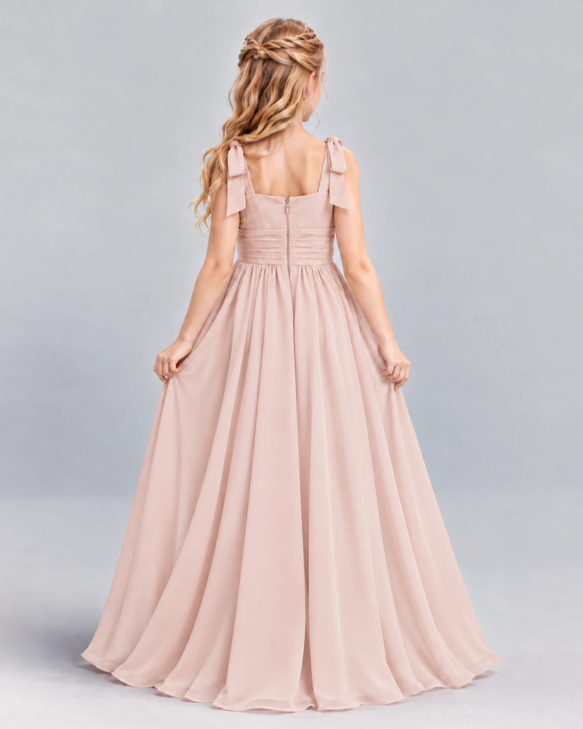 Blush Pink A-line Junior Bridesmaid Dress Back [Shared]