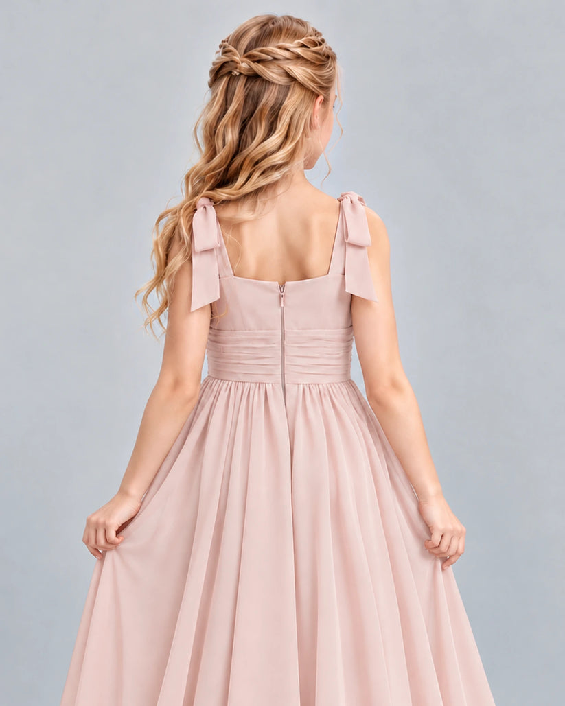Blush Pink A-line Junior Bridesmaid Dress Back_Detail [Shared]
