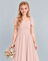 Blush Pink A-line Junior Bridesmaid Dress Detail [Shared]