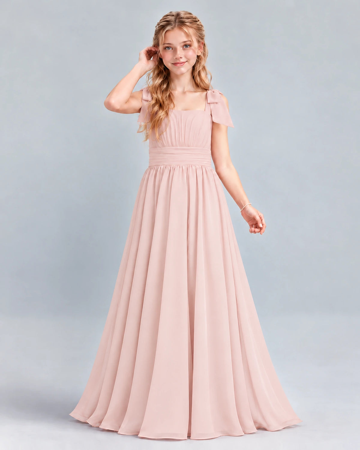 Blush Pink A-line Junior Bridesmaid Dress Front