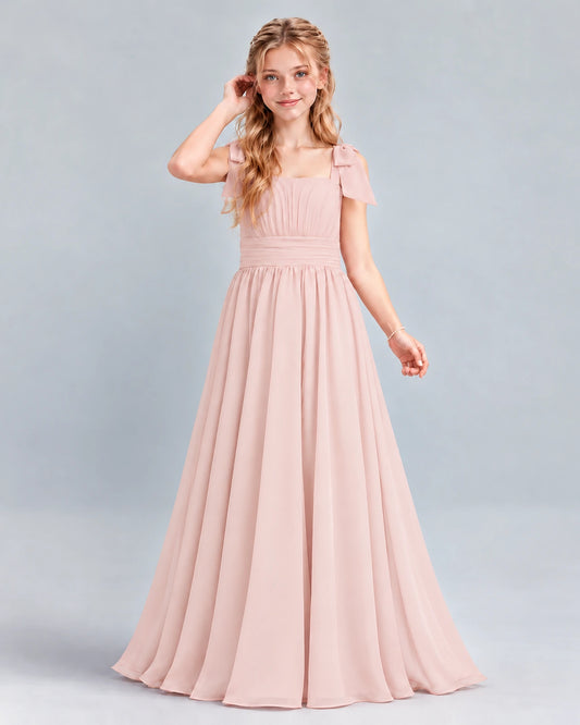 Blush Pink A-line Junior Bridesmaid Dress Front
