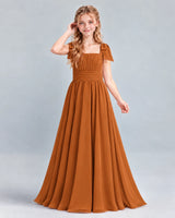 Burnt Orange A-line Junior Bridesmaid Dress Front
