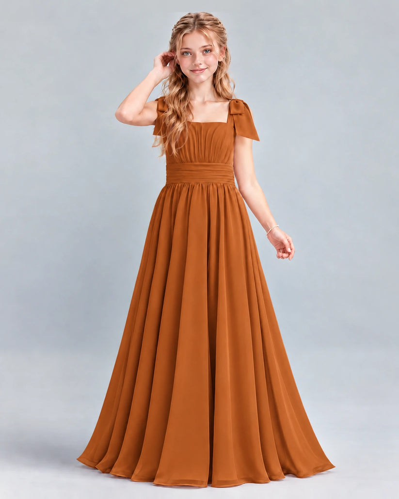 Burnt Orange A-line Junior Bridesmaid Dress Front