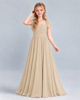 Champagne A-line Junior Bridesmaid Dress Front