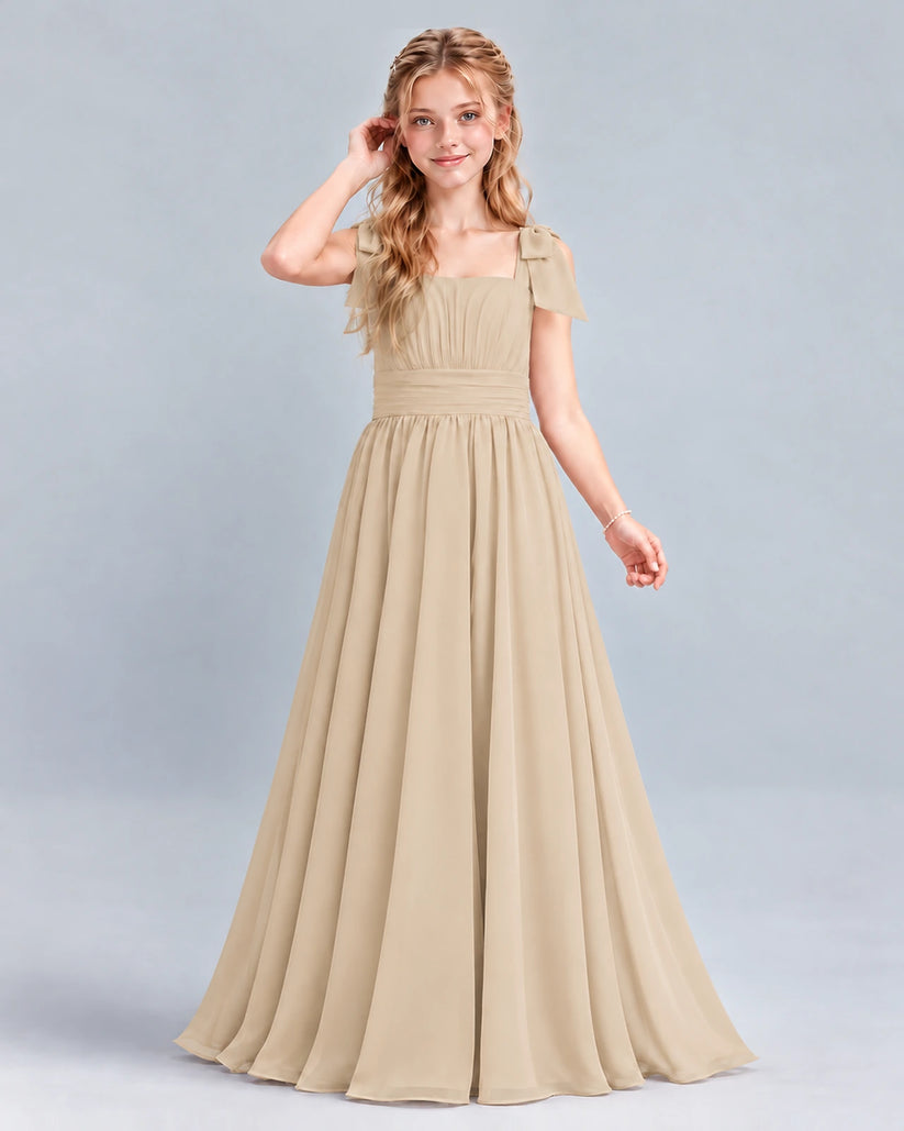 Champagne A-line Junior Bridesmaid Dress Front