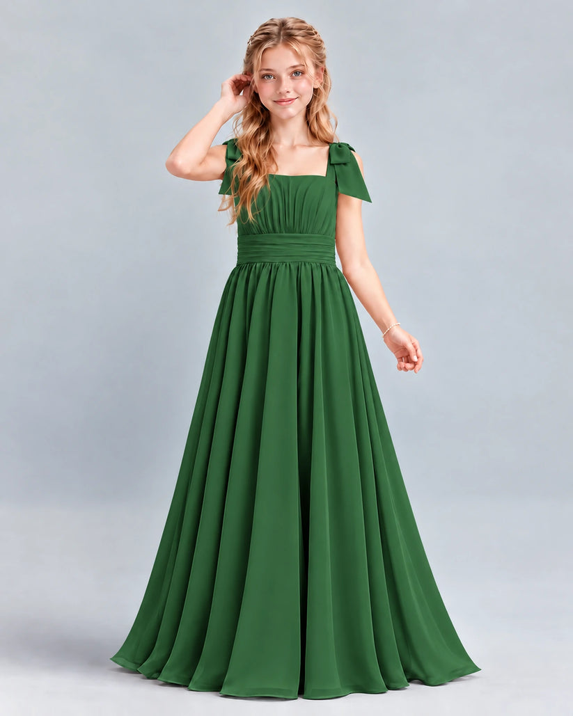 Emerald Green A-line Junior Bridesmaid Dress Front
