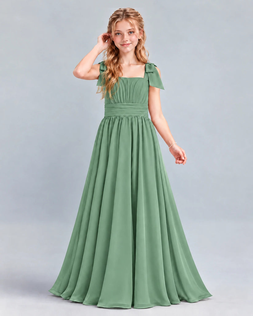 Eucalyptus A-line Junior Bridesmaid Dress Front