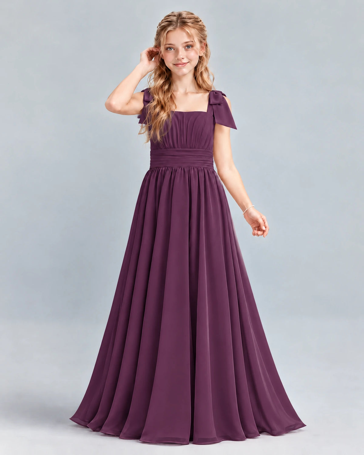 Grape A-line Junior Bridesmaid Dress Front