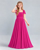 Hot Pink A-line Junior Bridesmaid Dress Front