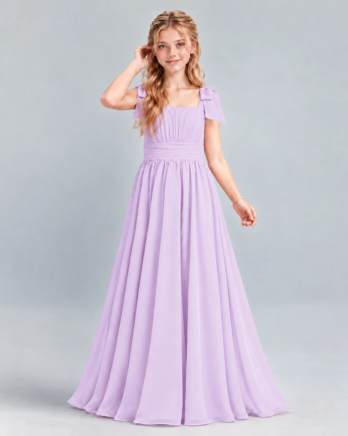Lavender A-line Junior Bridesmaid Dress Front