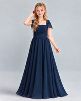 Navy Blue A-line Junior Bridesmaid Dress Front
