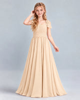 Peach A-line Junior Bridesmaid Dress Front