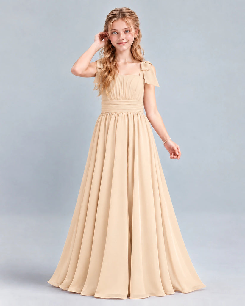 Peach A-line Junior Bridesmaid Dress Front
