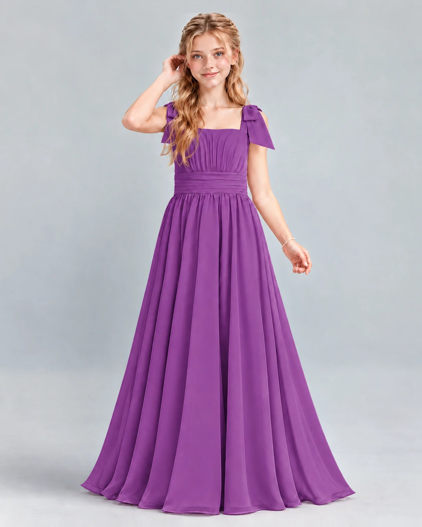 Purple A-line Junior Bridesmaid Dress Front