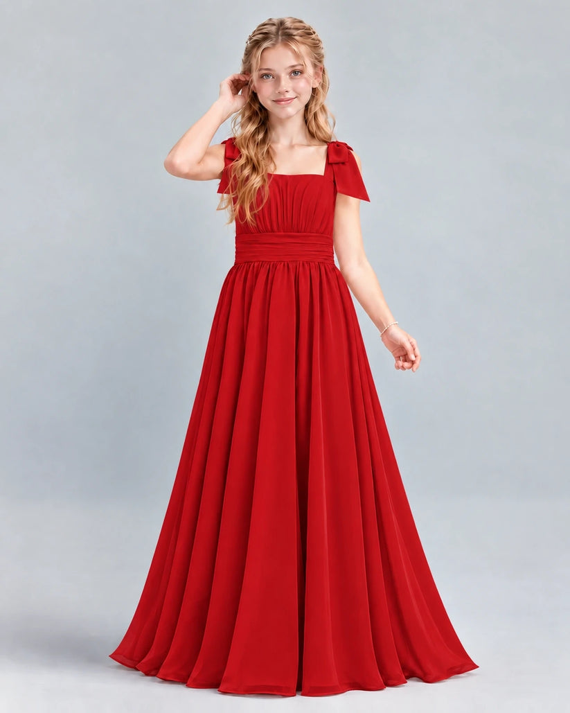 Red A-line Junior Bridesmaid Dress Front