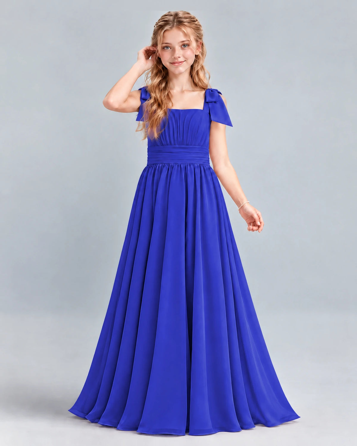 Royal Blue A-line Junior Bridesmaid Dress Front
