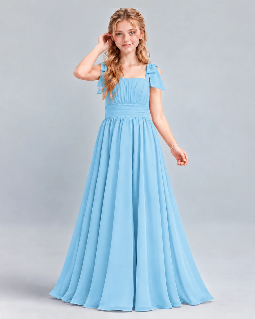 Sky Blue A-line Junior Bridesmaid Dress Front