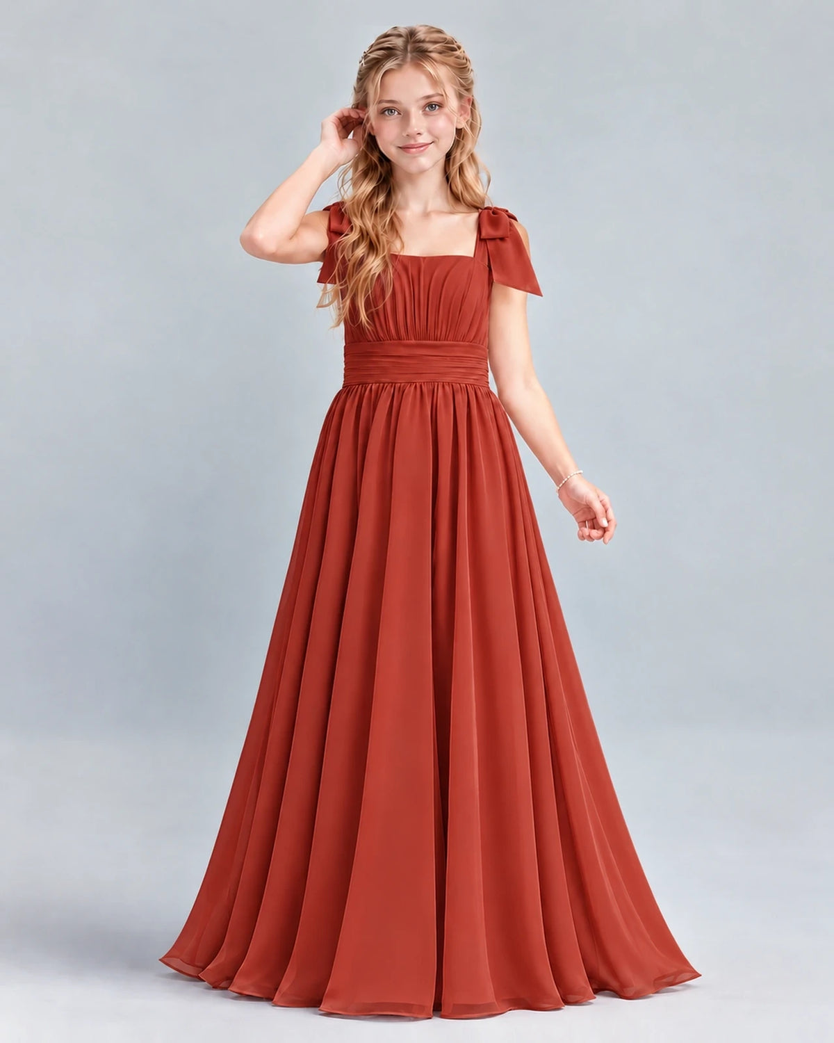 Vermilion A-line Junior Bridesmaid Dress Front
