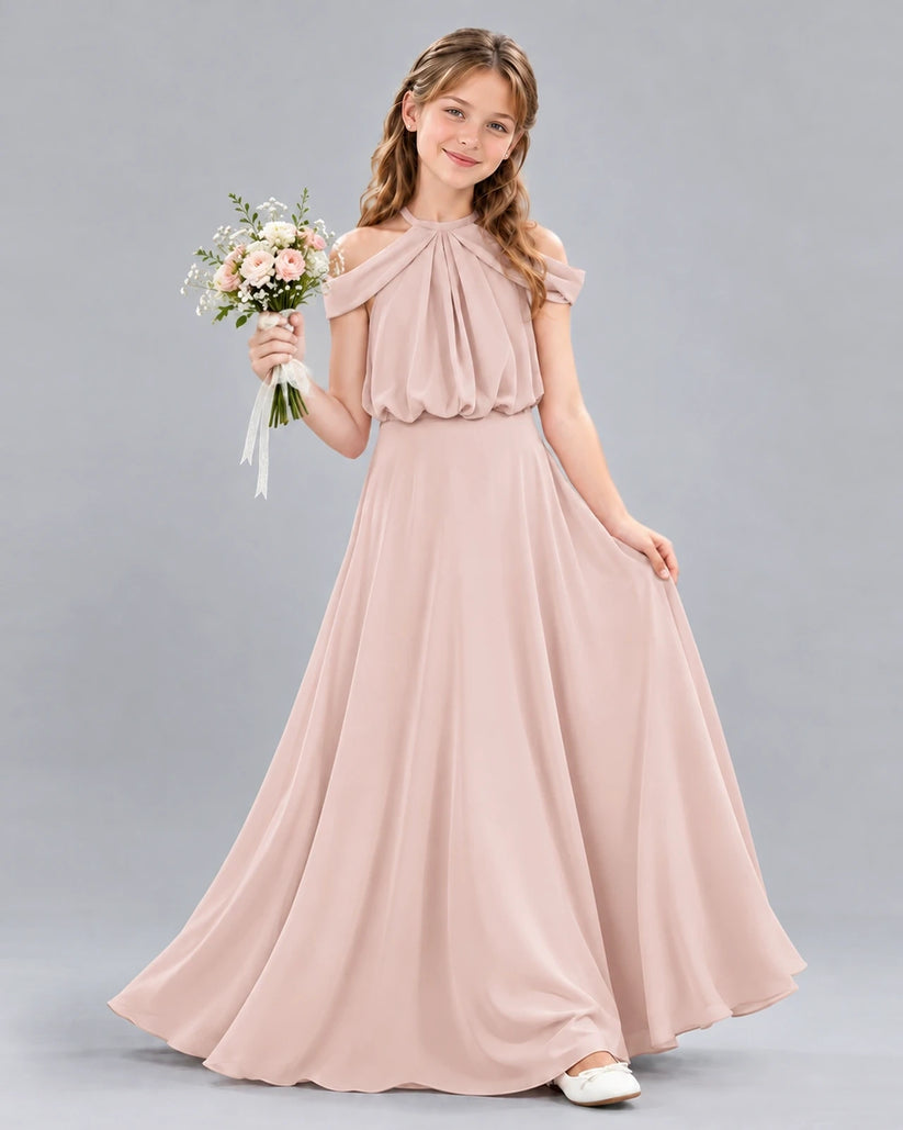 Blush Pink A-line Junior Bridesmaid Dress Front