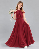 Burgundy A-line Junior Bridesmaid Dress Front