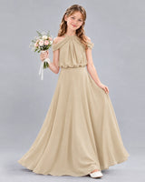 Champagne A-line Junior Bridesmaid Dress Front