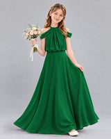 Dark Green A-line Junior Bridesmaid Dress Front