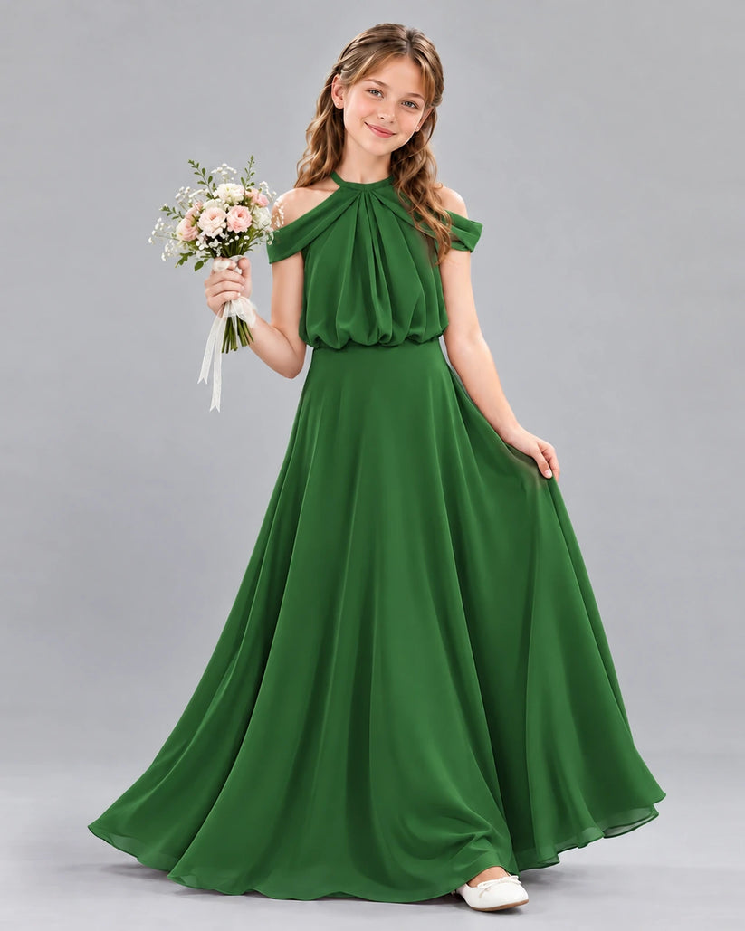 Emerald Green A-line Junior Bridesmaid Dress Front