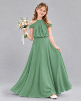 Eucalyptus A-line Junior Bridesmaid Dress Front