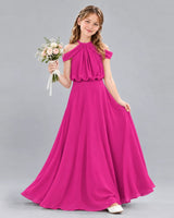 Hot Pink A-line Junior Bridesmaid Dress Front