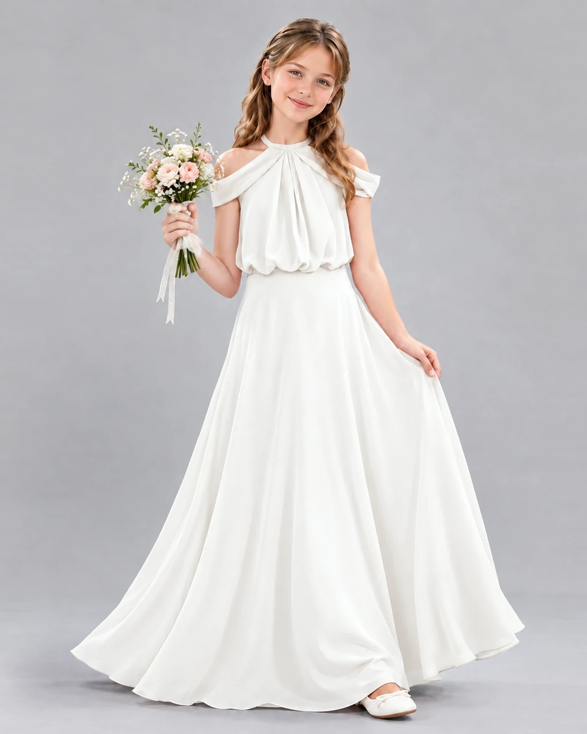 Ivory A-line Junior Bridesmaid Dress Front
