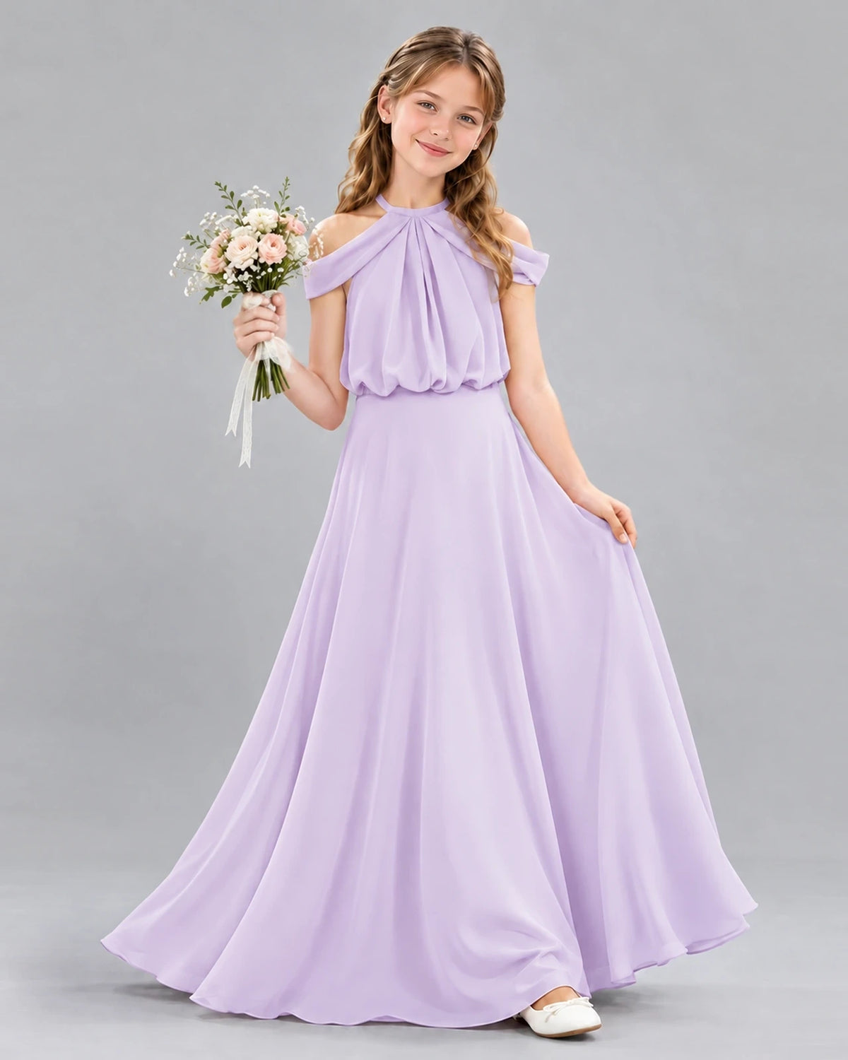 Lavender A-line Junior Bridesmaid Dress Front