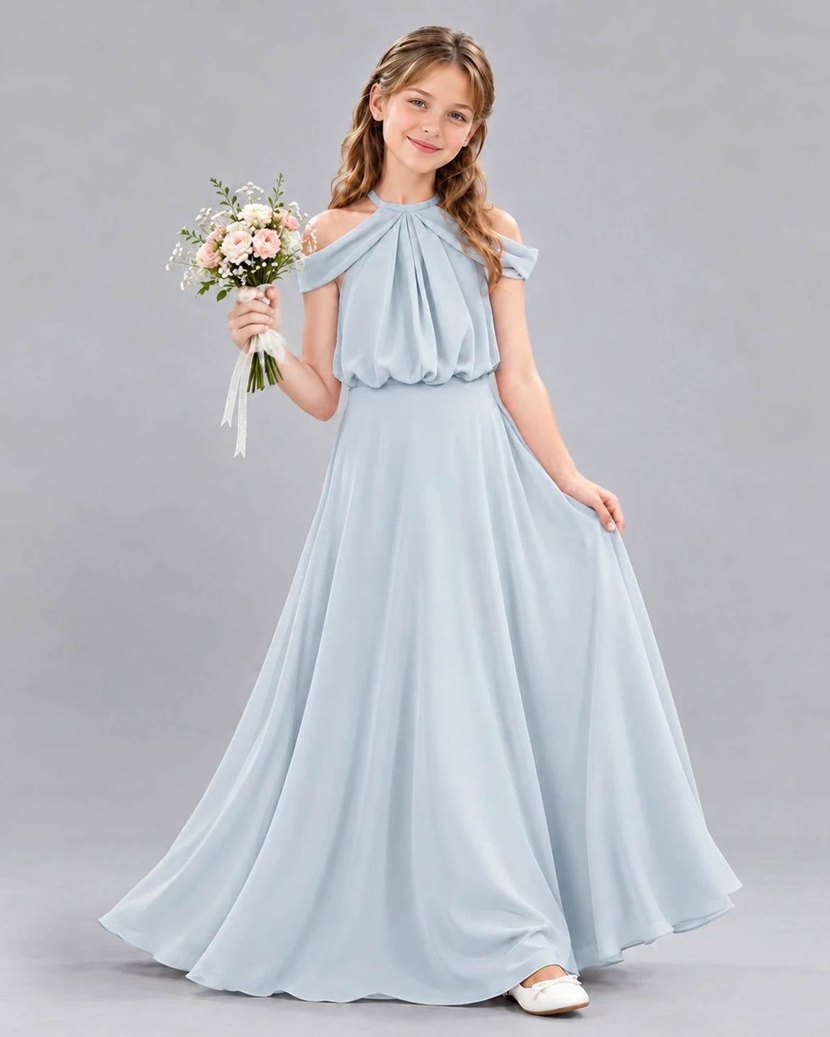 Mist A-line Junior Bridesmaid Dress Front