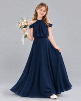 Navy Blue A-line Junior Bridesmaid Dress Front
