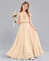 Peach A-line Junior Bridesmaid Dress Front