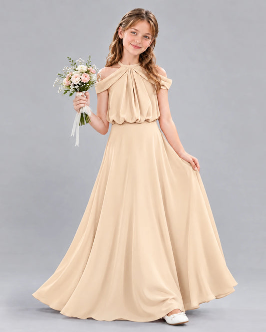 Peach A-line Junior Bridesmaid Dress Front