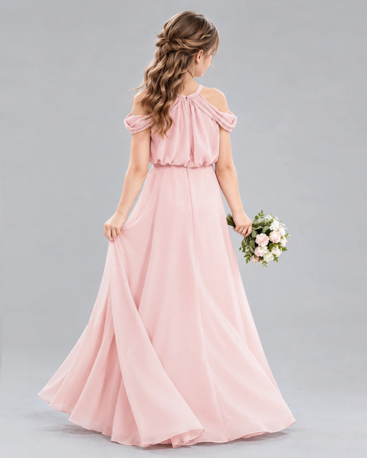 Pink A-line Junior Bridesmaid Dress Back [Shared]