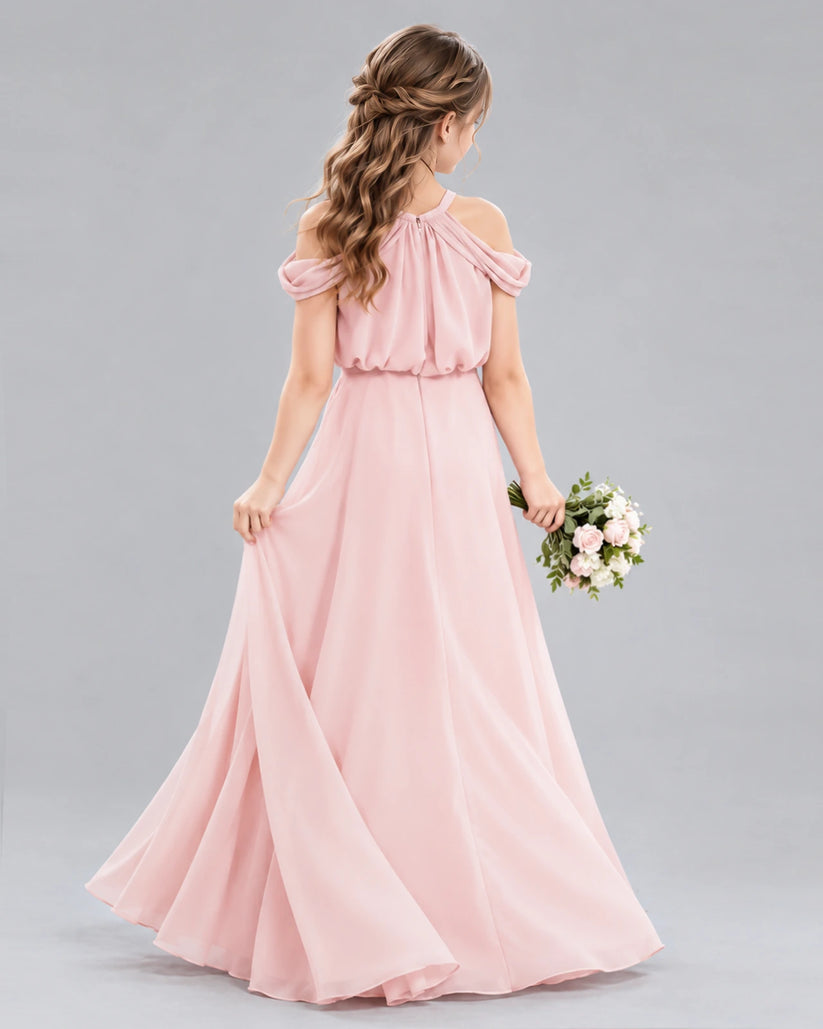 Pink A-line Junior Bridesmaid Dress Back [Shared]