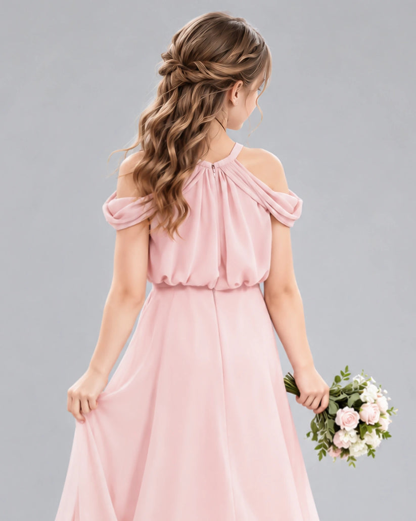 Pink A-line Junior Bridesmaid Dress Back_Detail [Shared]