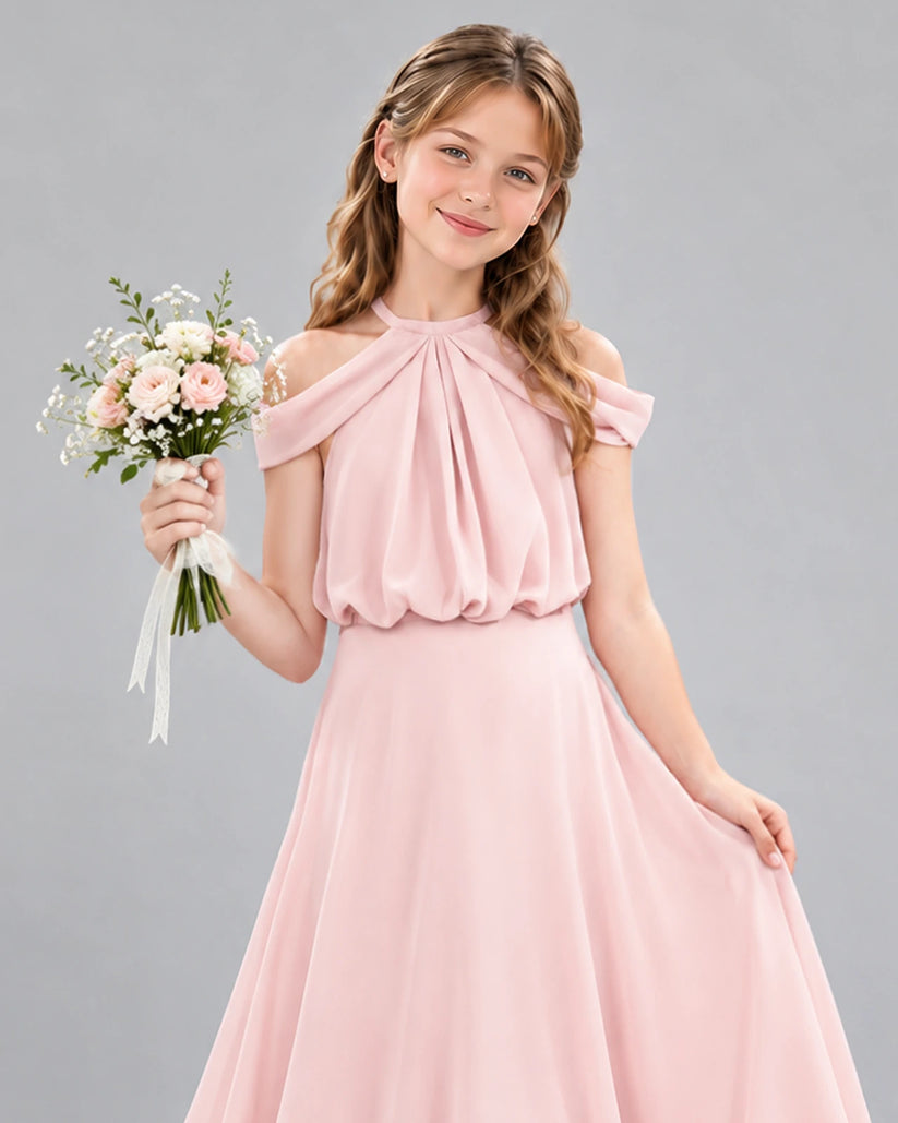 Pink A-line Junior Bridesmaid Dress Detail [Shared]