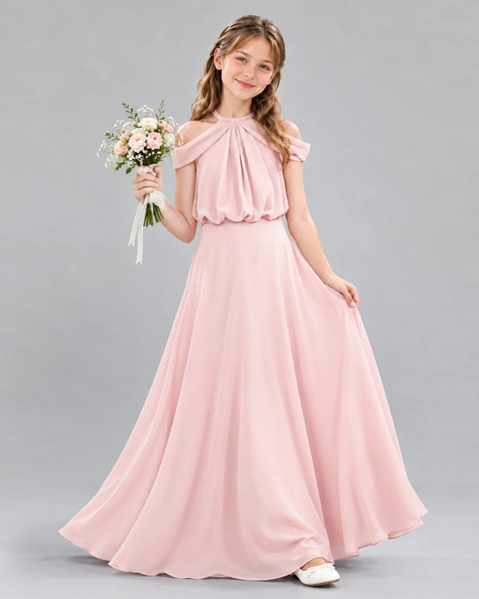 Pink A-line Junior Bridesmaid Dress Front