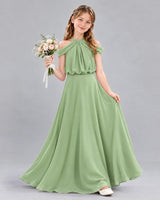Sage Green A-line Junior Bridesmaid Dress Front
