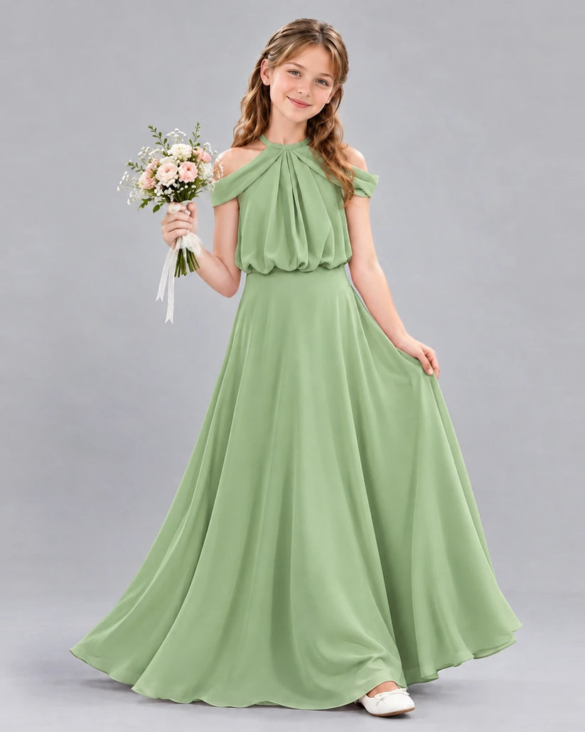 Sage Green A-line Junior Bridesmaid Dress Front