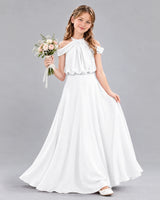 White A-line Junior Bridesmaid Dress Front
