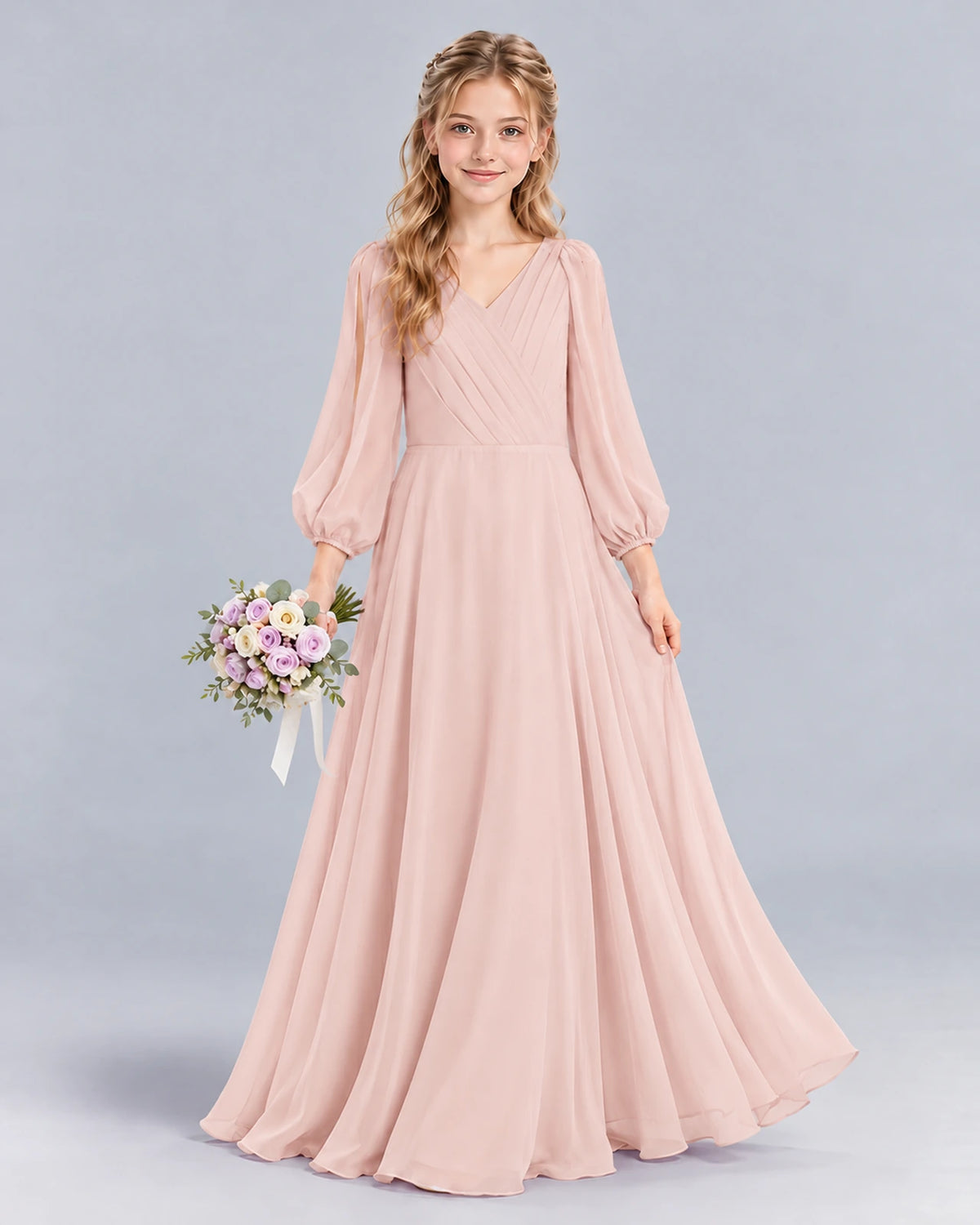 Blush Pink A-line Junior Bridesmaid Dress Front