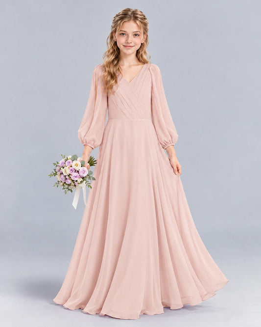 Blush Pink A-line Junior Bridesmaid Dress Front