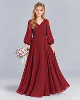 Burgundy A-line Junior Bridesmaid Dress Front
