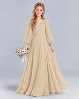 Champagne A-line Junior Bridesmaid Dress Front
